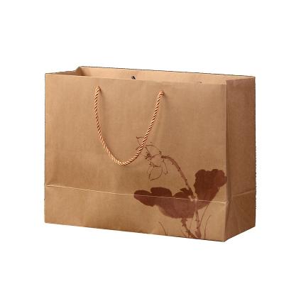 China Recycled Materials Top-ranking Product Wholesale Custom Logo Eco Friendly Brown Fast Food Take Away Kraft Paper Bag for sale