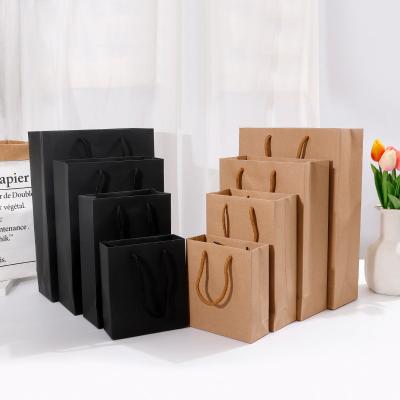 China Recycled Materials Custom Printed Your Own Logo White Brown Kraft Gift Craft Shopping Paper Bag With Handles for sale