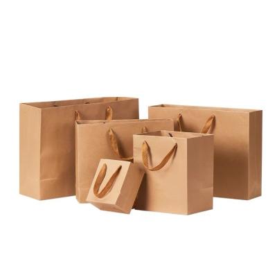 China Recycled Materials Custom Printed Your Own Logo White Brown Kraft Craft Paper Bag With Handles For Shopping For Gift for sale