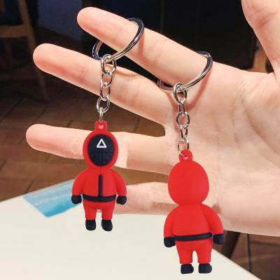 China Popular Fashionable PVC Keychains Toy Anime Friends Halloween Gift Gifts Surrounding Wooden People Pontang Squid Key Chain TV Game for sale