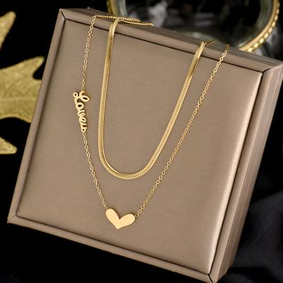 China Vintage Factory Direct Double Love Titanium Steel Necklace For Women for sale