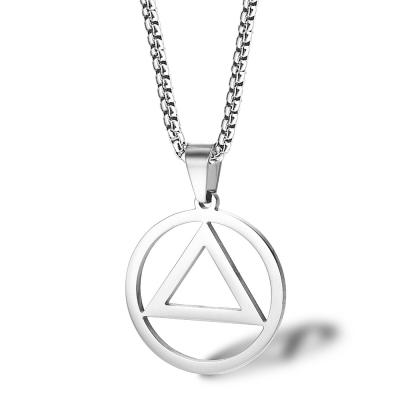 China Environmentally friendly hip-hop rap men and women in the same paragraph iron triangle stainless steel necklace for sale