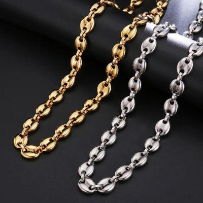 China BOHEMIA Brand Design Stainless Steel Jewelry Necklace For Women Men Coffee Bean Shape Melon Seed Chain Stainless Steel Choker Gift for sale