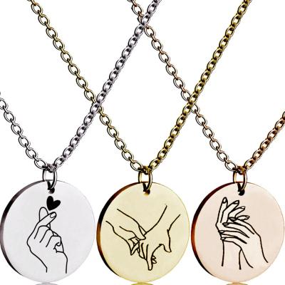 China Vintage Stainless Steel Necklace Gesture Personalized Necklace For Women for sale