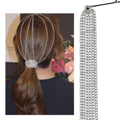 China 2021 Simple Geometric Aluminum Tassel Hair Jewelry Environmentally Friendly Chain Accessories Long Chains For Women Headpieces for sale