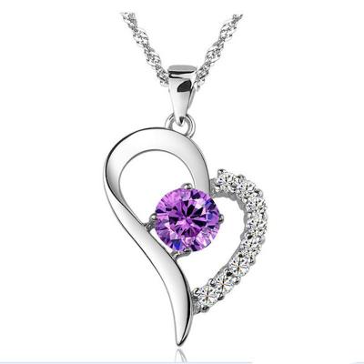 China Environmental Friendly Love Crystal Pendant Necklace 925 Sterling Silver Necklace for sale