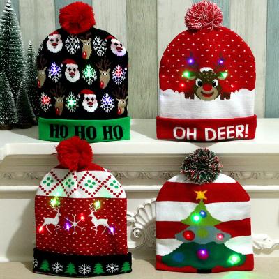 China 2021 Christmas Hat Adult Environmental Friendly Knitted Children's Knitted Colorful Colorful Knit Christmas Premium Hat for sale