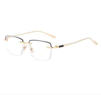 China Business Men Metal Reading Glasses Anti Rimless Thin Blue Light for sale