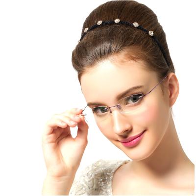 China Super Elasticity Thin Anti Rimless Blue Light Reading Glasses For Women Men for sale