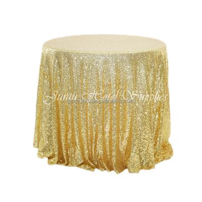 China Round Juntu Wedding Show Party Cocktail Elastic Sequin Tablecloth for sale