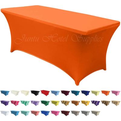 China Elastic Juntu Event Exhibition Trade Show For Home Table Fitted Retangle Stretch Table Cover for sale