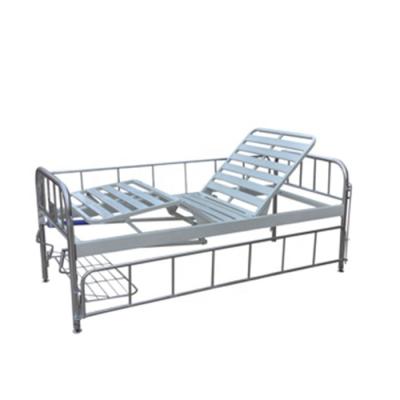 China Patient Room Good Quality Stainless Steel Bedside Fully Enclosed Double Manual Guardrail Flip Medical Bed for sale