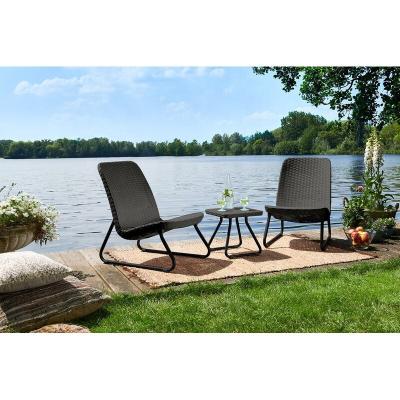 China Traditional Style Cheap Outdoor Rattan Woven Natural Garden Chair 3 Piece Set for sale