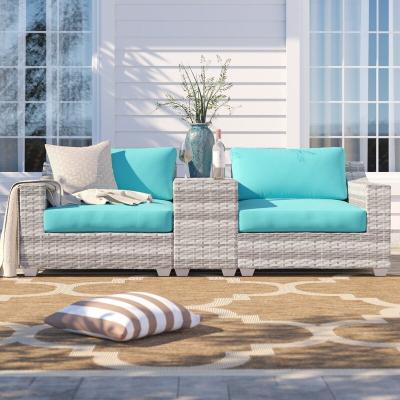 China Modern Outdoor Patio Furniture Garden Set Rattan Sofa Furniture Two Chairs With A Table for sale