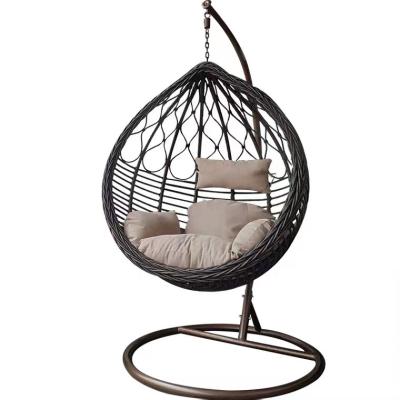 China 2021 Hot Sale Modern Outdoor Wicker Patio Chair Swing Rattan Egg Hanging Chair With Stand for sale