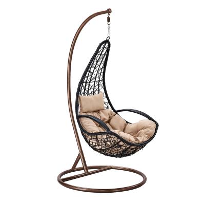 China Modern hot sales modern luxury white wicker garden chair pe rattan patio seat swing single wicker swing chair for sale