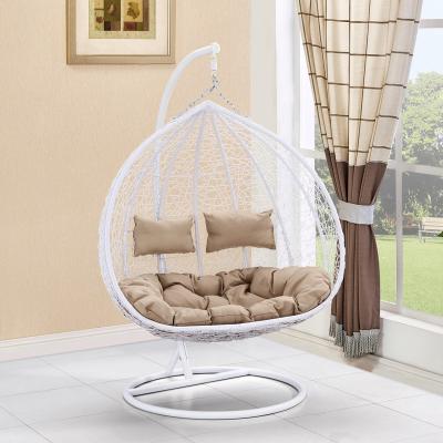 China 2022 Modern Popular Outdoor Metal Bedroom Double Swing Swing Patio Seat 2 Seats 2022 Hanging Chair With Base for sale