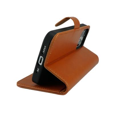 China Luxury Gorgeous Custom Logo Pu Leather Flip Phone Case Multifunctional Stand Simple For Iphone 13 for sale