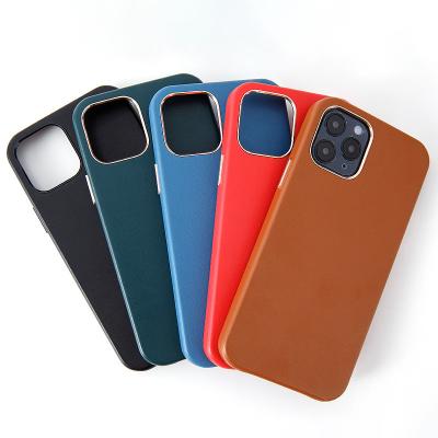 China Customized Luxury Leather Shockproof Back Cover Metal Button Phone Case For Iphone 11 12 13 pro max for sale