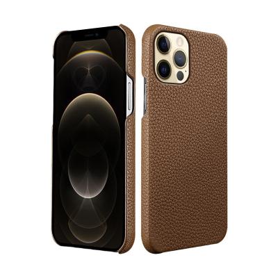 China Factory Custom Luxury Genuine Leather Shockproof Back Cover For Iphone 12 pro 6.7 Max for sale