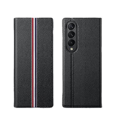 China New Premium Cowhide Leather Shockproof Mobile Phone Folding Inclusive Case For Samsung Galaxy Z Fold 2 Case for sale