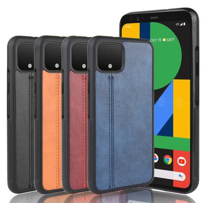 China Anti-drop For Google Pixel 3 3XL Cowhide Leather PU Leather Luxury Lines Hard Back Case For Google Pixel 4 4XL Phone Cases for sale