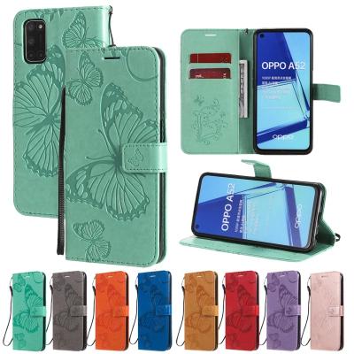 China Anti-drop For OPPO F17 PRO A53 Reno4 A72 Reno6 Z A12 A93S A16 A74 A54 A94 A55 Discovery X3 Cover Butterfly Embossed Flip Leather Wallet Case for sale