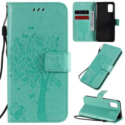 China Shockproof Flip Cases Fe Coque Leather For Samsung S21 Plus S20 Core Note 20 Tree Cat Embossing A73 Ultra A02 A01 A12 A03s A21 A11 A31 A03 for sale