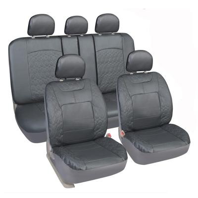 China PVC Leather+3mm Foam Diamond II Car Seat Cover 11pcs Full Set Universal Fit Gray for sale