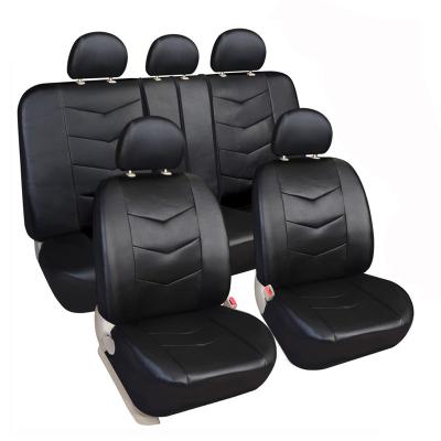 China Breathable Leather PVC Leather+3mm Foam Car Seat Cover 11pcs Full Set Universal Fit Black for sale