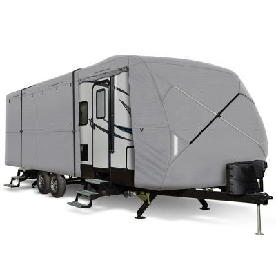 China Plain Color Minus Pattern 4 Ply Durable Windproof Travel Trailer RV Cover for sale