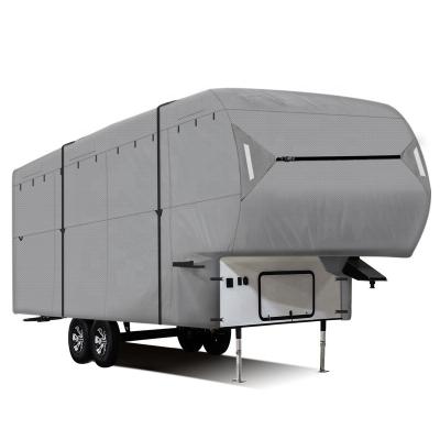 China Simple Color Without Windproof Improved Pattern 5th Wheel RV Cover With Durable 4 Ply Fabric for sale