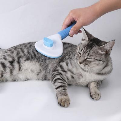 China Viable Automatic Pet Hair Removal Brush Telescopic Needle Comb For Cat Dog Pet Hair Grooming Brush for sale