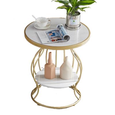 China Modern Simple Round Marble Luxury Internet Modern Celebrity Small Apartment Tea Table Combination Dish Stone Small Tea Table for sale