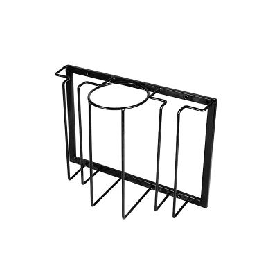 China Metal Bar Kitchen Black Glass Storage Hanger Metal Under Cabinet Stemware Wine Glass Rack for sale