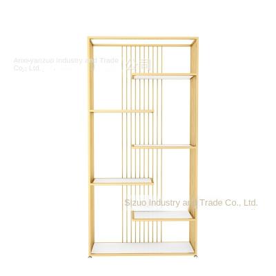 China EUROPEAN Nordic Lightweight Luxury Floor Shelf Rack Iron Storage Rack Home Office Home Partition Multilayer Frame for sale