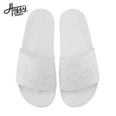 China Happyslides Sandals Men Anti-Slippery PVC Custom Slipper, Wholesale Custom White Logo Slide Sandal Summer Rubber Slippers for sale