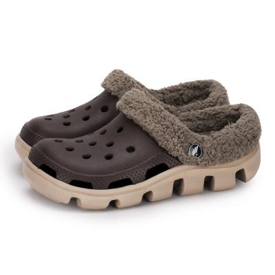 China Hellosport Breathable Fur Clog Shoes Furry Indoor Men Slippers Winter Bedroom Fur Slippers Comfortable Men Home Slippers for sale