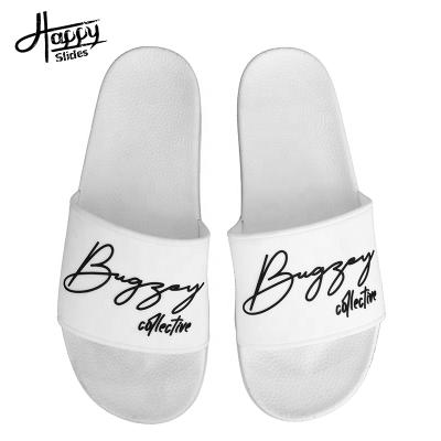 China Wholesale Custom Fashion Trend White Slides Sandals, Summer Mens White Slipper Slider Sandals, Copy Design Open Toe Slippers for sale