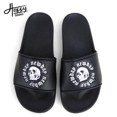 China Fashion Trend Wholesale Custom Sandals Slides,Summer Fashion Plastic Slippers Wholesale,Custom Logo Beach Slide Sandal Men PVC Slippers for sale