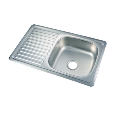 China Without Faucet Manufacturer Kitchen Sink Supplier SS 8050B Professional Silver Single Bowl Kitchen Sink for sale