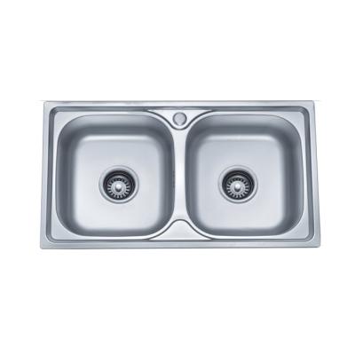 China Without Faucet 7238 Stainless Steel Kitchen Sink Manual Compound Double Bowl Kitchen Sink for sale