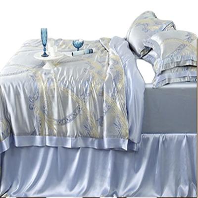 China Custom 100% Nondisposable Pure Silk Fabric Satin Nondisposable OEM ODM Duvet Cover Fitted Sheet Luxury Bedding Set for sale