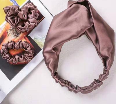 China 22momme 100% 6A Mulbery Scrunchy Silk Headband Custom Made Pure Organic Silk Hair Silk Band for Women for sale