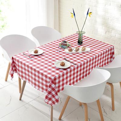 China Rectangular Hot Selling OEM ODM Home Party Waterproof Textile PVC Waterproof Decoration Plaid Tablecloths for sale