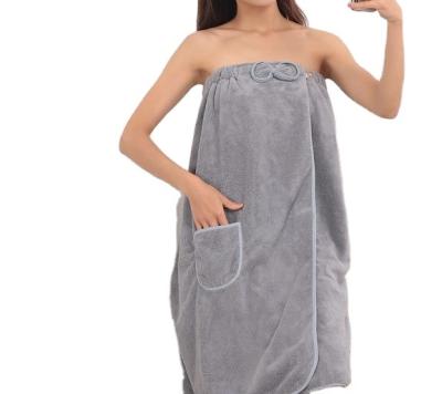 China Luxury Women's Bath Towel Terry Wrap Sleeveless Bathrobe Sexy OEM ODM QUICK DRY Adjustable Pure Color With Pocket for sale