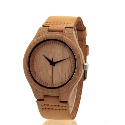 Cina oem unisex bamboo hand leather watch strap ready to ship wooden watch MOQ 1 pcs watch in vendita