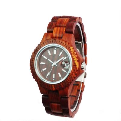 China OEM Unique Luxury Design Full Set Sandal Wooden Band Watch Japan Movement Unisex Wood Watch for sale