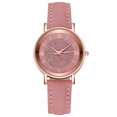 China Japan Movt Luxury Diamond Quartz Girls Watch Hot Model Leather Watch For Women Gift 3 ATM for sale