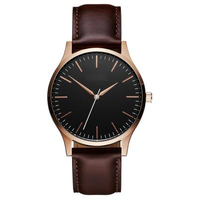 Chine Custom logo luxury quartz men's wrist watch dark brown leather strap luxe watches à vendre